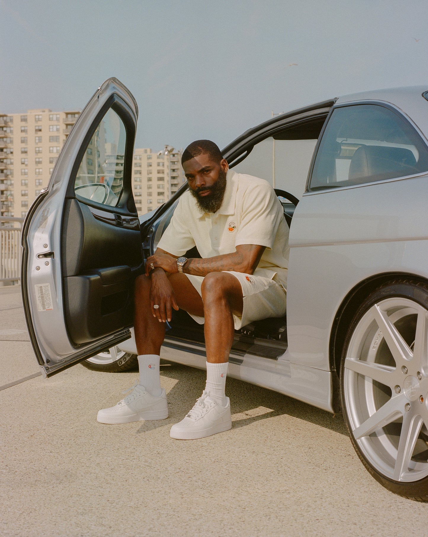 the CRATE Terry Cloth Polo Cream