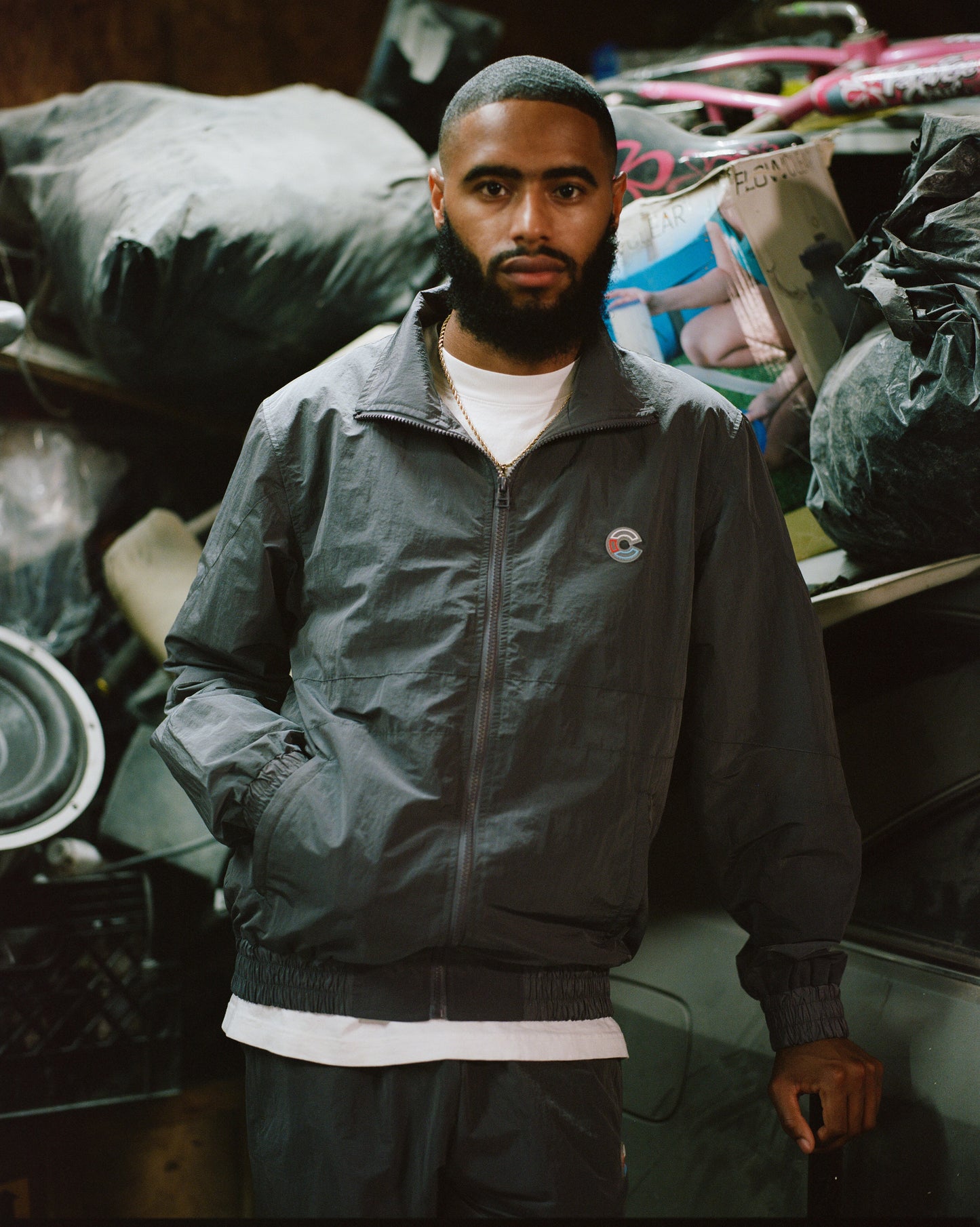 the CRATE Full Zip Windbreaker Jacket Dark Grey